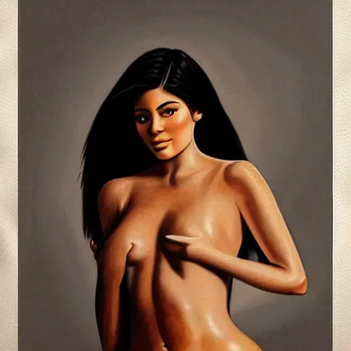 Image similar to a photo of kylie jenner fit body by anders zorn, tan skin highly detailed full body
