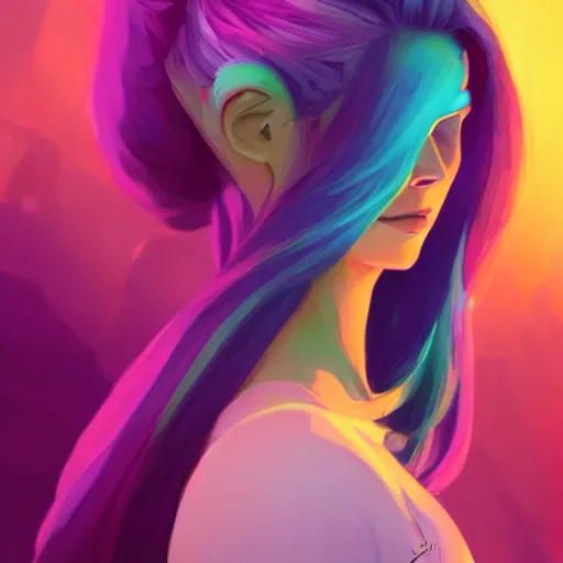 Image similar to beautiful woman with rainbow hair, maya ali mage, gloomhaven, dynamic lighting, gaudy colors, octane render aesthetic, matte painting concept art, official fanart behance hd artstation by jesper ejsing, by rhads and makoto shinkai and lois van baarle and ilya kuvshinov and rossdraws