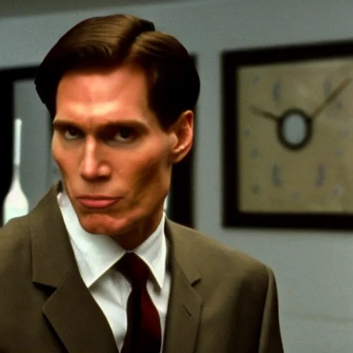 Prompt: jerma985 as patrick bateman, movie frame