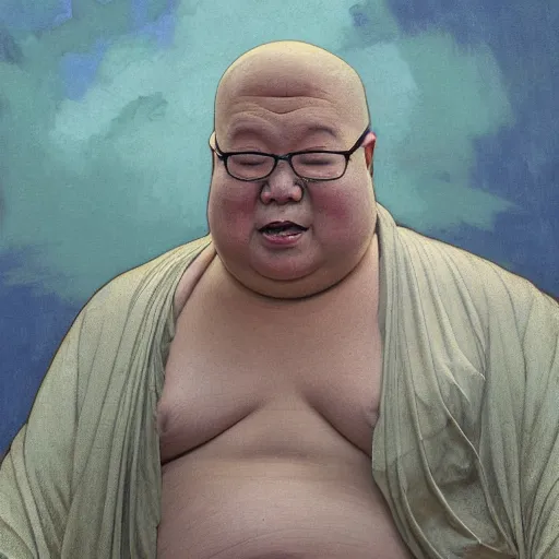 Prompt: Danny Davito as a Buddha, highly detailed, digital painting, artstation, concept art, smooth, sharp focus, illustration, ArtStation, art by artgerm and greg rutkowski and alphonse mucha and J. C. Leyendecker and Edmund Blair Leighton and Katsuhiro Otomo and Geof Darrow and Phil hale and Ashley wood and Ilya repin and Charlie Bowater