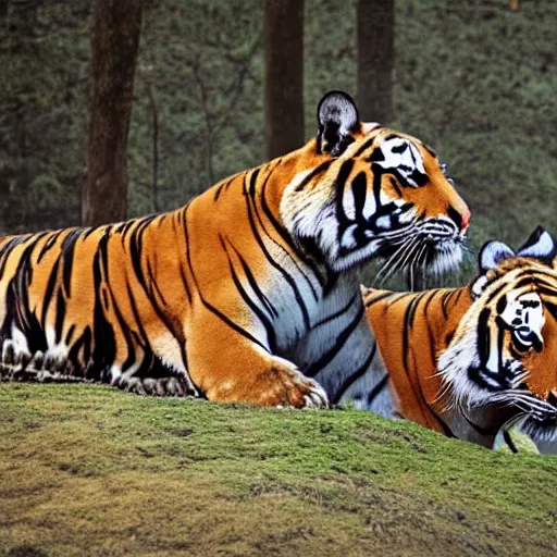 Image similar to a realistic photo of two tigers