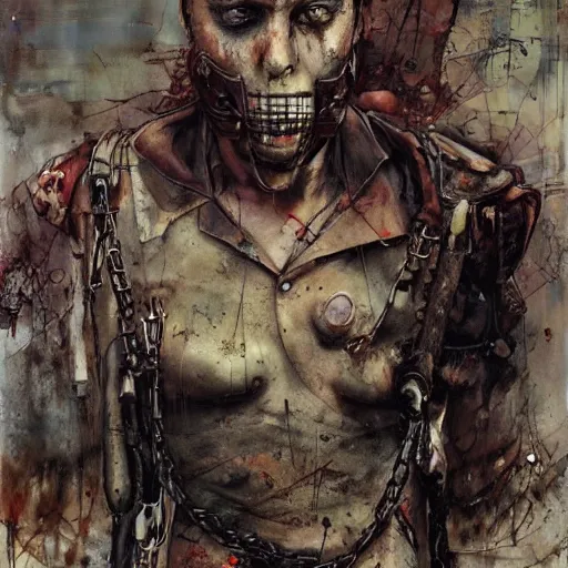 Image similar to mad max the road warrior by abandoned steelworks, grime and grunge, in the style of adrian ghenie, esao andrews, jenny saville,, surrealism, dark art by james jean, takato yamamoto