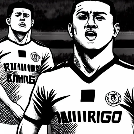 Prompt: Alexis Sanchez in black and white manga, Katsuhiro Otomo