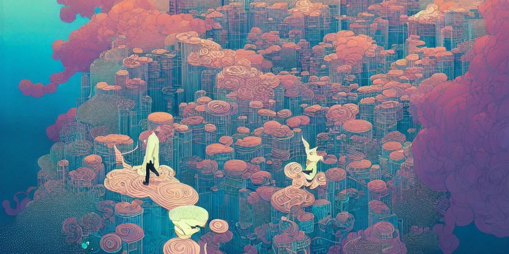 Image similar to breathtaking detailed concept art by victo ngai, bizarre compositions, exquisite detail, pastel colors, 8 k