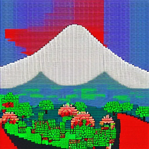 Prompt: Pixel art of mount Fuji