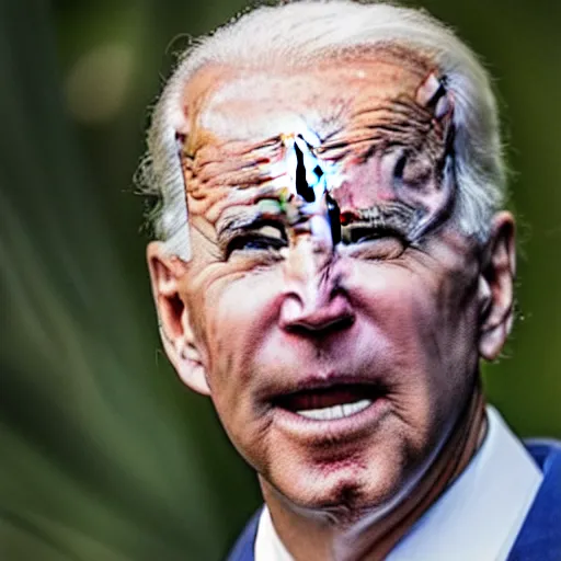 Image similar to a closeup photo of concerned Joe Biden lost in the jungle