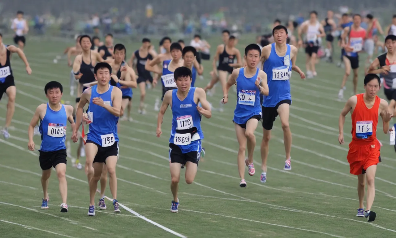 Prompt: Su Bingtian run around the track