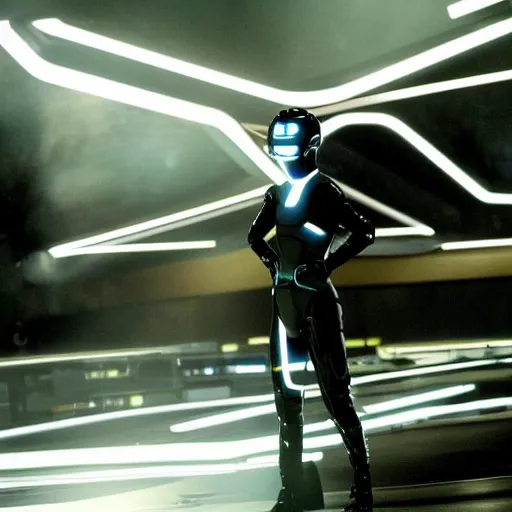 Image similar to emma watson in the movie tron legacy ( 2 0 1 0 ), cinematic, film still