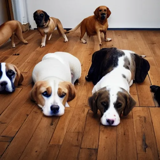Image similar to 6 dogs on the floor