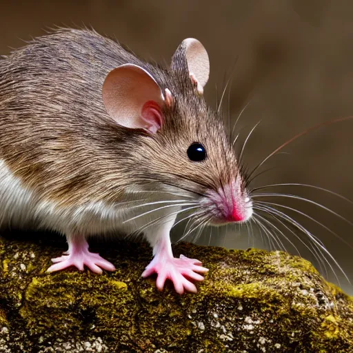 Prompt: photo of a mouse with dinosaur spines and spikes