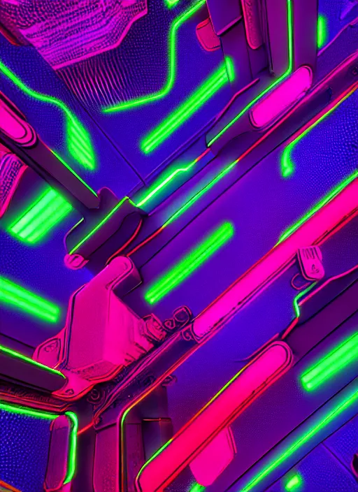 Prompt: sci - fi inspired pattern art with wild neon colors by william morris in blender, ultra realistic, smooth shadows, ultra detail, high resolution, cinematic, unreal 6, 8 k 3 d