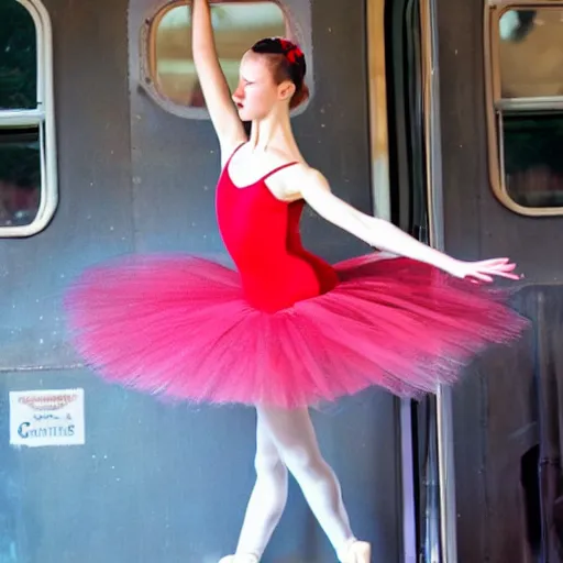 Image similar to ballerina on a train