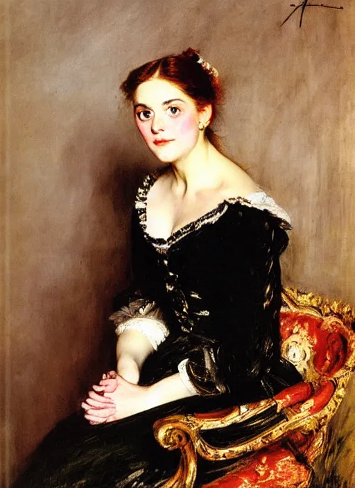 Image similar to a portrait of a pretty young lady by adolph menzel