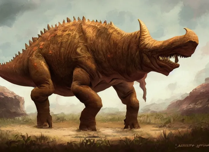 Image similar to concept art for a triceratops made by cookies, oil painting by jama jurabaev, extremely detailed, brush hard, artstation, for aaa game, high quality, brush stroke