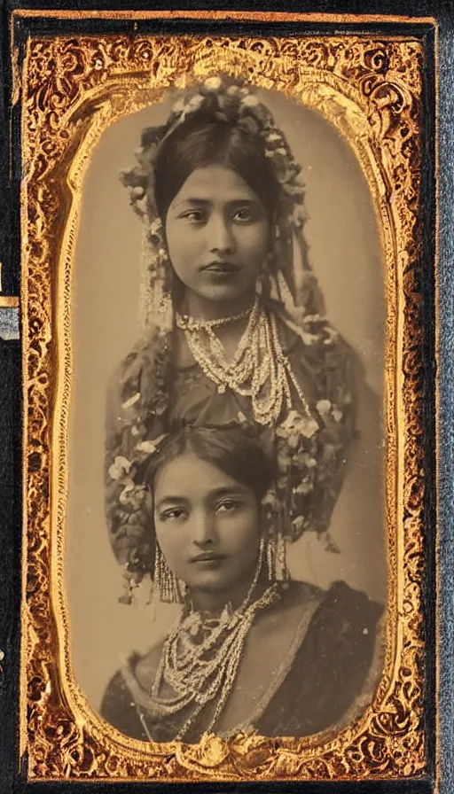 Prompt: vintage_portrait_photo_of_a_beautiful_beautifully_lit_nepalese_Victorian woman