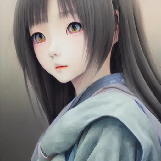 Image similar to dynamic composition, motion, ultra-detailed, incredibly detailed, a lot of details, amazing fine details and brush strokes, colorful and grayish palette, smooth, HD semirealistic anime CG concept art digital painting, watercolor oil painting of a Japanese schoolgirl, by a Chinese artist at ArtStation, by Huang Guangjian, Fenghua Zhong, Ruan Jia, Xin Jin and Wei Chang. Realistic artwork of a Chinese videogame, gradients, gentle an harmonic grayish colors.