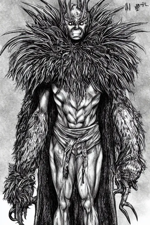 Image similar to raven monster, human figure, highly detailed, digital art, sharp focus, trending on art station, kentaro miura manga art style