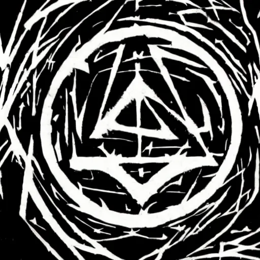 Prompt: a black metal logo that is illegible