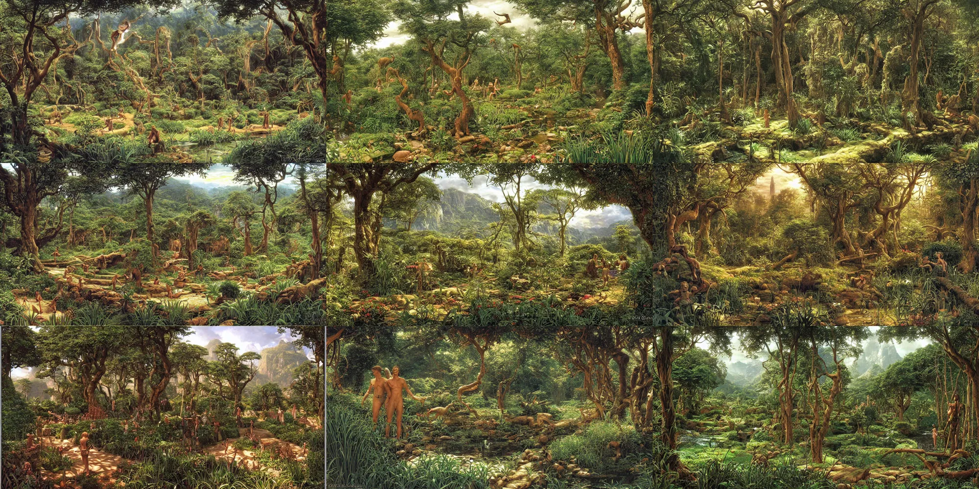 Prompt: the garden of eden by ted nasmith and james gurney