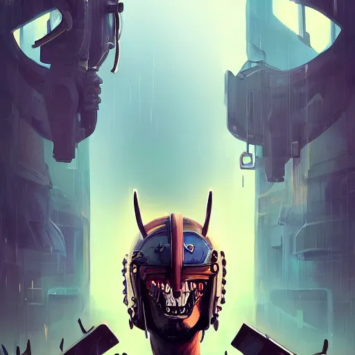 Image similar to cyberpunk viking helmet mask warrior goddess robot ninja fantasy, art gta 5 cover, official fanart behance hd artstation by jesper ejsing, by rhads, makoto shinkai and lois van baarle, ilya kuvshinov, ossdraws