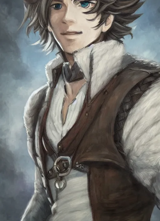 Image similar to a portrait of husky wearing a white vest, an ultrafine detailed painting, detailed painting, boris valejo. octopath traveler