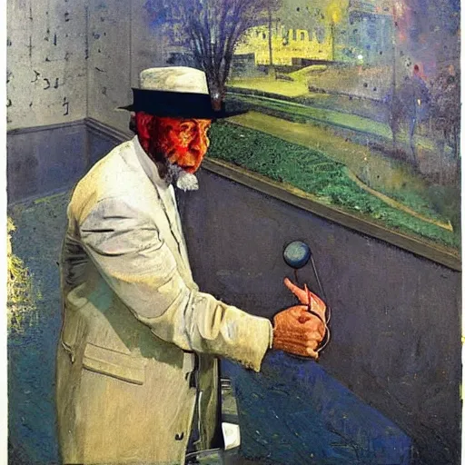 Image similar to A conceptual art. A rip in spacetime. Did this device in his hand open a portal to another dimension or reality?! by David Driskell, by Frits Thaulow perspective