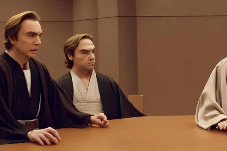 Image similar to a jedi master anakin skywalker is defended in court by saul goodman also known as jimmy mcgill, court session images, 1 0 8 0 p, court archive images