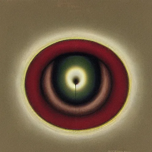 Prompt: by laurent grasso. a drawing of a large eye that is looking directly at the viewer. the eye is composed of a myriad of colors & patterns, & it is surrounded by smaller eyes.
