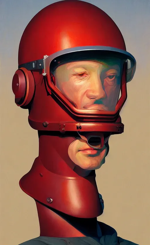 Image similar to Portrait of an engineer with helmet, very coherent, painted by Edward Hopper, Wayne Barlowe, painted by James Gilleard, airbrush, art by JamesJean