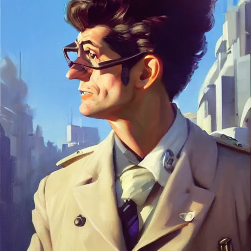 Image similar to greg manchess portrait painting of armored dr. egon spengler as overwatch character, medium shot, asymmetrical, profile picture, organic painting, sunny day, matte painting, bold shapes, hard edges, street art, trending on artstation, by huang guangjian and gil elvgren and sachin teng