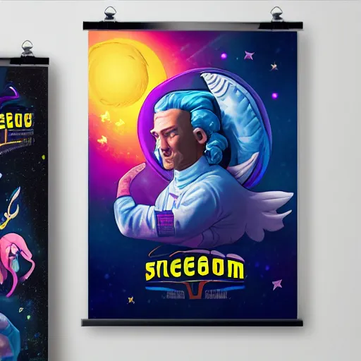 Prompt: dribbble design twitch streamer spacingunicorn movie poster