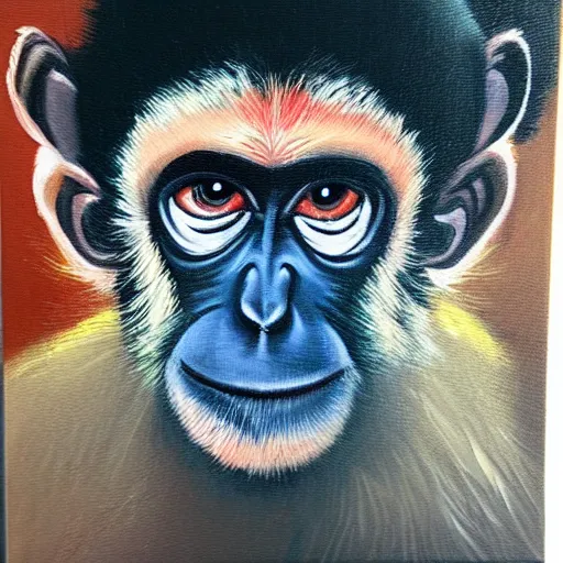 Image similar to Acrylic on canvas portrait of monkey