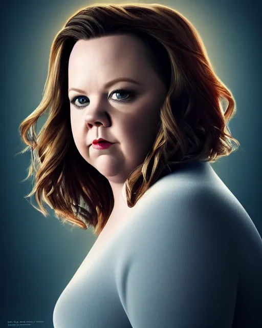 Image similar to Fullbody potrait of Melissa McCarthy as an angel, hyper realistic, prismatic highlights, atmosphere, gorgeous, depth of field, cinematic, macro, concept art, 50mm, artstation, wlop, elegant, epic, weta digital, focus, octane render, v-ray, 8k, kodak portra, art by Liberatore