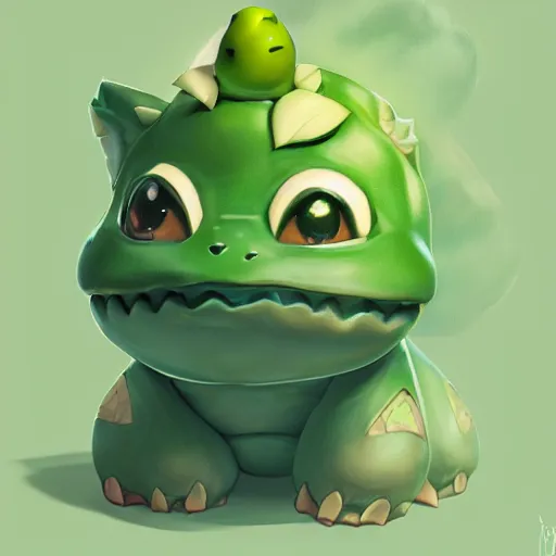 Prompt: aesthetic portrait of bulbasaur, hyperrealistic, super cute, character design, artstation, 4 k, ultra detailed digital art