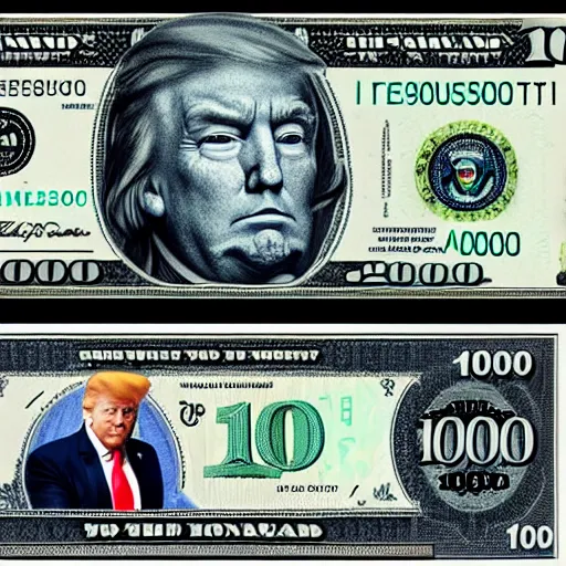 Prompt: trump in the 1000$ bill