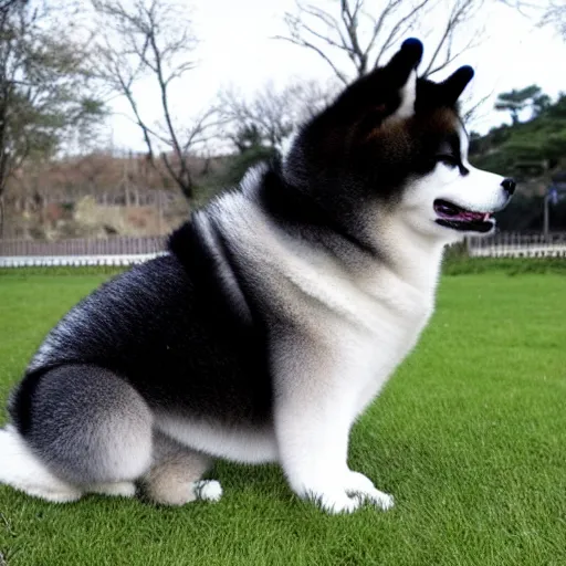 Image similar to an akita inu shaped like a heart