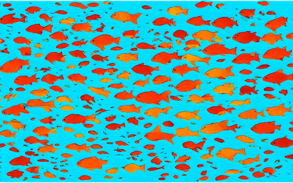 Image similar to a school of fish who form the shape of the indian flag in the deep sea, digital art