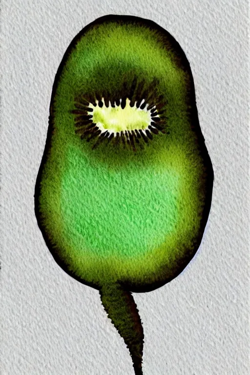 Prompt: minimalist watercolor art of a kiwi, illustration, vector art