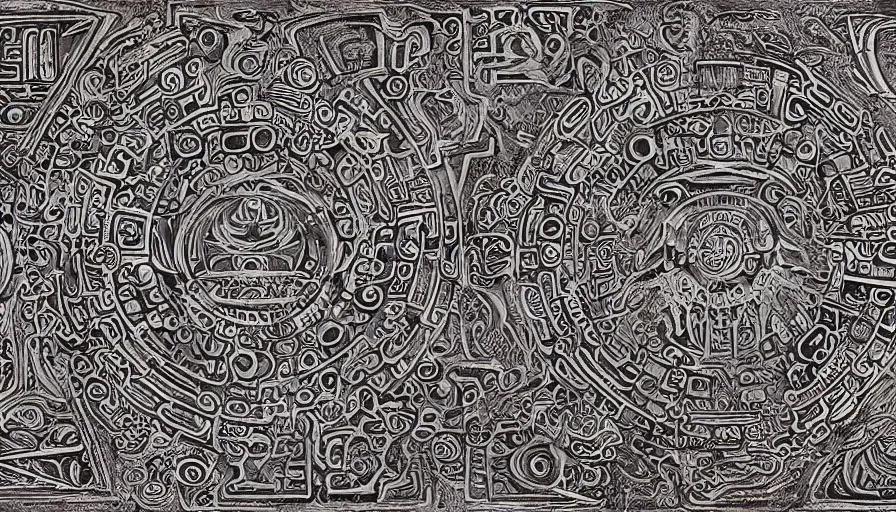 Prompt: ancient galactic pictogram sheet hybrid aztec fantasy beautiful angellic tattoo pattern concept, teonanacatl glyph, intricate artwork by, Johnatan Wayshak, Zdizslaw Beksinski, face by Artgerm, H.R. Giger, very coherent artwork, cinematic, hyper realism, high detail, octane render, unreal engine, 8k, High contrast, higly detailed black ink outline, crosshatch sketch gradient