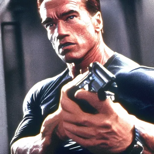 Image similar to arnold schwarzenegger in total recall, looks photorealistic, hyper-detailed