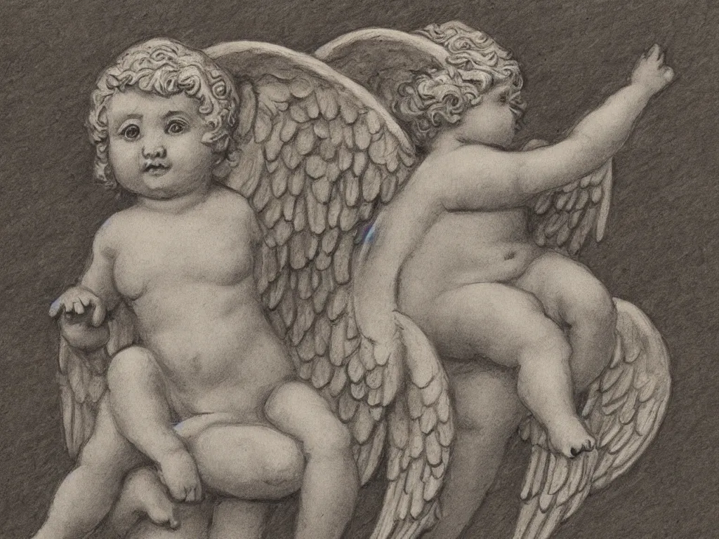 Image similar to cherub angel representation drawing