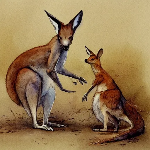 Image similar to watercolor sketch of a story book kangaroo by Jean-Baptiste Monge