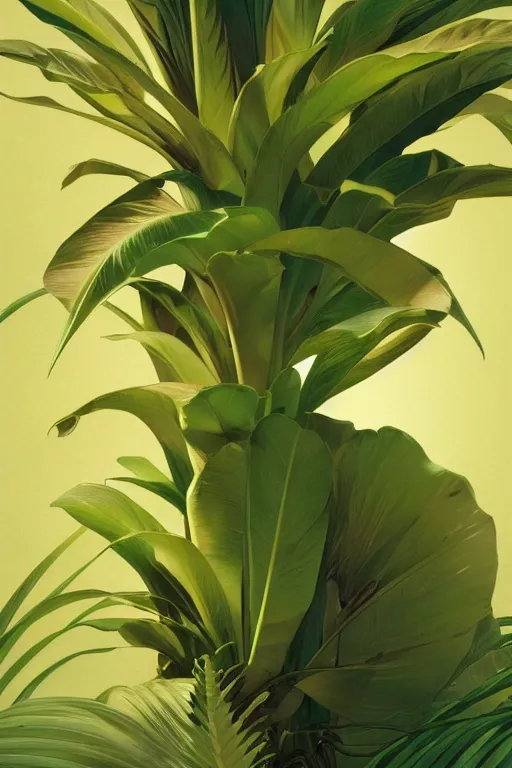 Image similar to ultra realistic illustration, banana plant drawing isolated and closeup, neon lights, elegant, highly detailed, digital painting, concept art, smooth, sharp focus, illustration, art by greg rutkowski and alphonse mucha