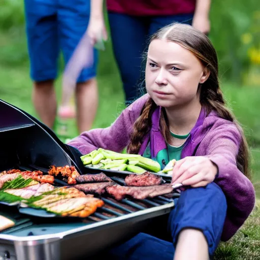 Image similar to photo of greta thunberg having a bbq