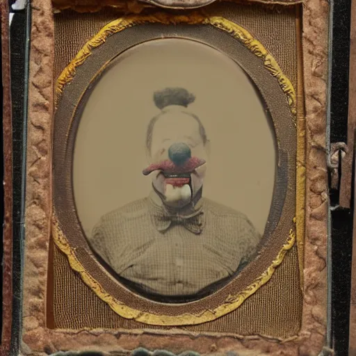 Prompt: tintype photo of a clown battle