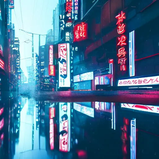 Image similar to cyberpunk tokyo neon sign ultrarealistic 8k rain reflection photography 150mpx skyscrapper