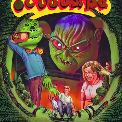 Image similar to goosebumps book cover, tim jacobus art, my dad is a monster