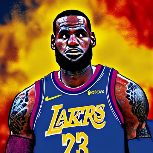 Image similar to Lebron James, digital art, nyc