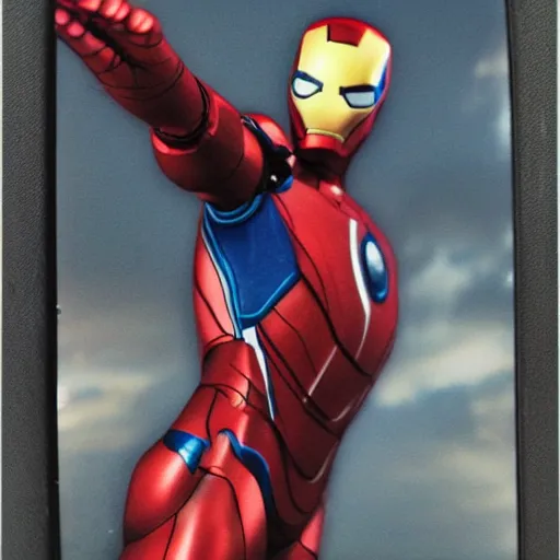 Image similar to a single iron man and spider - man hybrid, dslr, polaroid