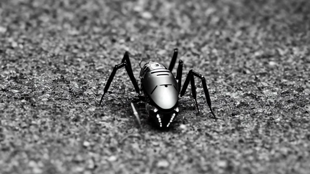 Prompt: a zoom on a robotic bug depth of field 2 7 0 mm